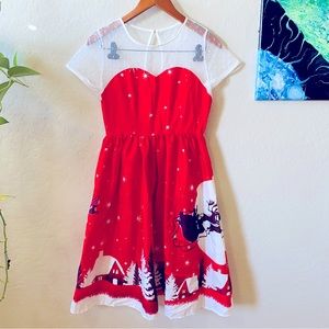 Red Christmas Night Santa Village Dress